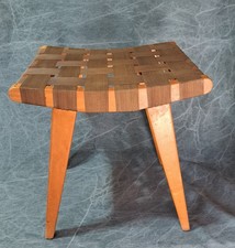 Sgabello vintage Knoll Associates metà secolo moderno tessuto tessitura poggiapiedi