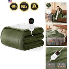 Electric Heated Blanket Full Size 72x84 Auto-Off 10 Heat Levels Machine Washable