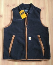NWT Carhartt Sherpa Fleece Vest Size M Black Relaxed Fit Full Zip 0V4995-M