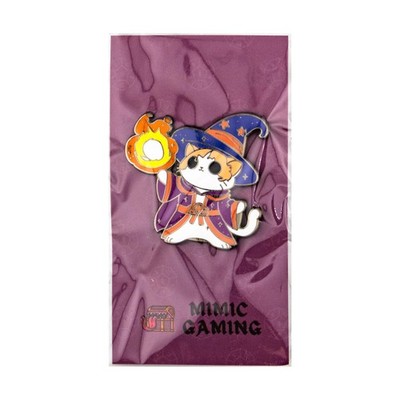 Mimic Gaming Pins Cat Wizard Casting Fireball Pin New