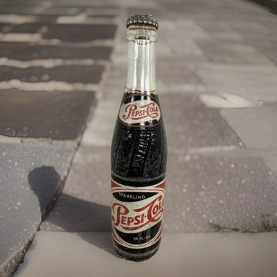 1950's VINTAGE PEPSI BOTTLE----SPARKLING----12 OUNCE----- FULL