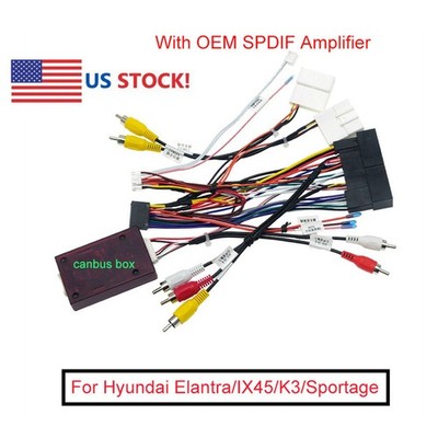 Car 16Pin Stereo Wiring Harness W/ Canbus box  For Hyundai Elantra/SantaFe/IX45