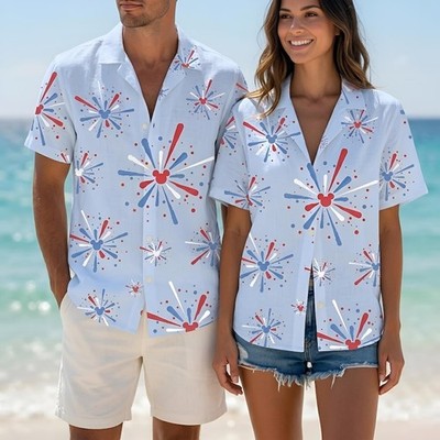 Mickey Mouse Fireworks Happy 4th Of July 250 Years Of America Hawaiian Shirt