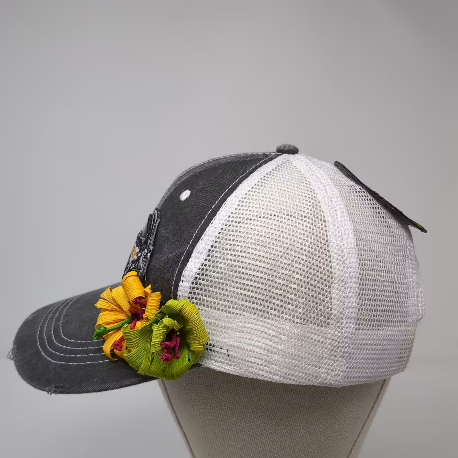 Gray White Rabbit Patch Baseball Cap Hat Distress… - image 3
