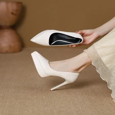 Womens Platform Pointed Toe Slip on Pumps High Stiletto Heel Office Ladies OL Sz