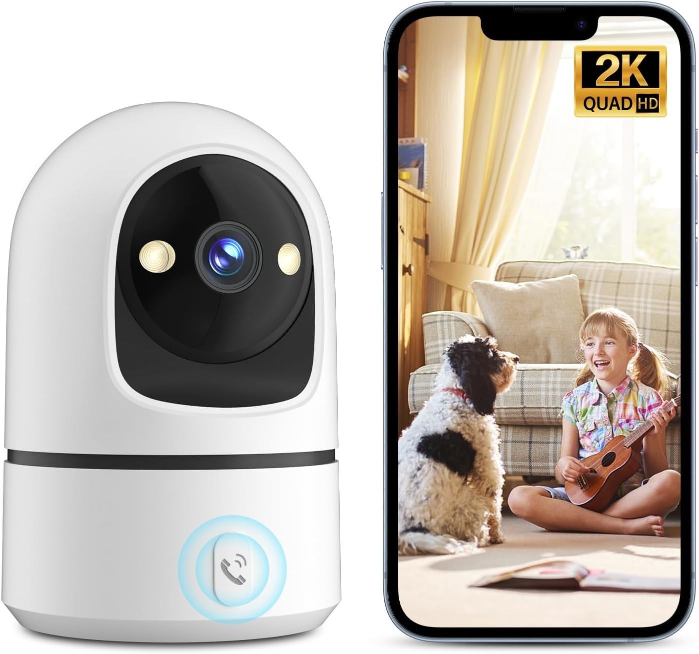 2K WiFi Pet Camera Home Security Camera Indoor for Dog Cat Baby Monitor Camera