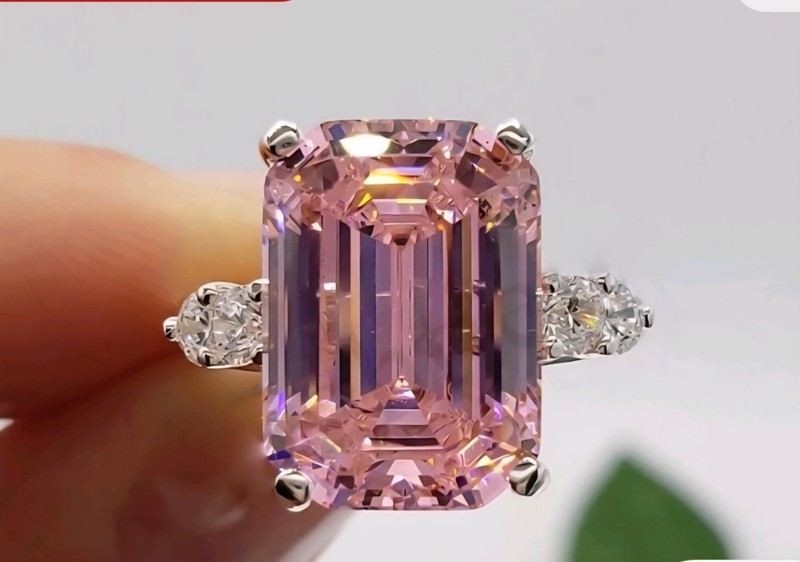 5.60 Ct Emerald Cut Pink Diamond Ring