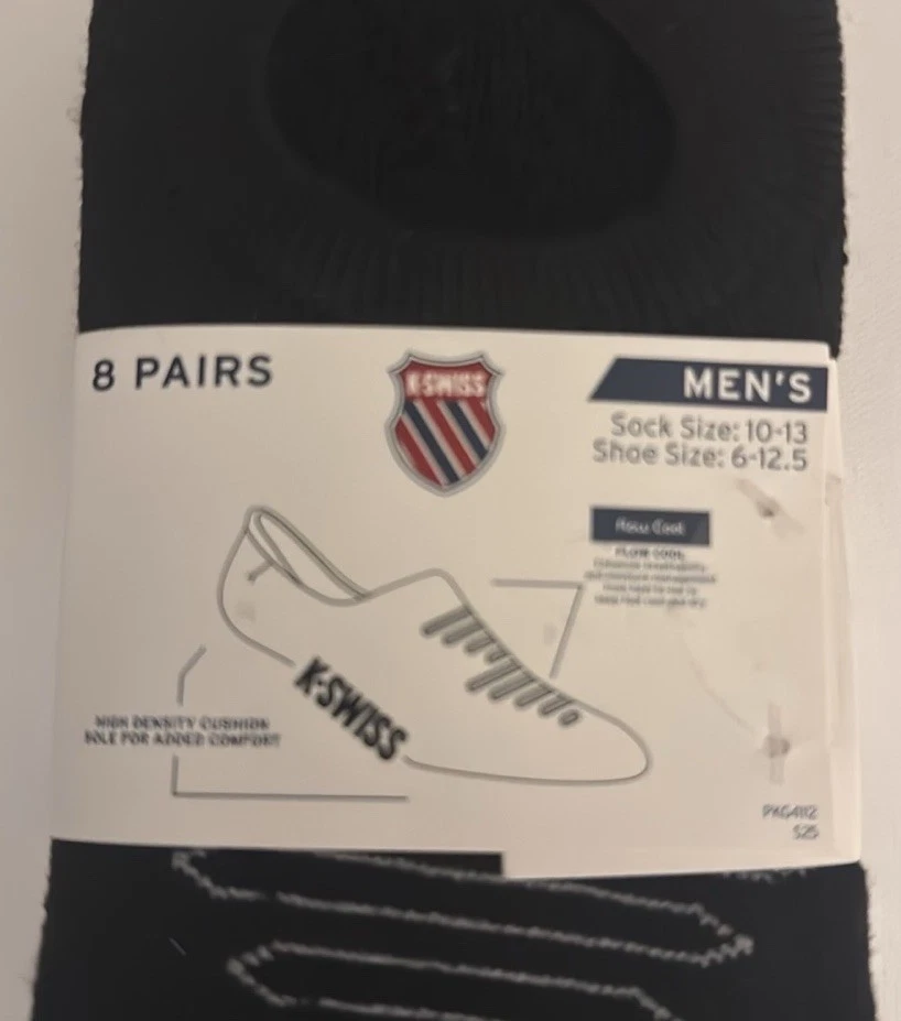 Kswiss Socks Mens Black 8 Pack No Show Cushioned - Image 2 of 3