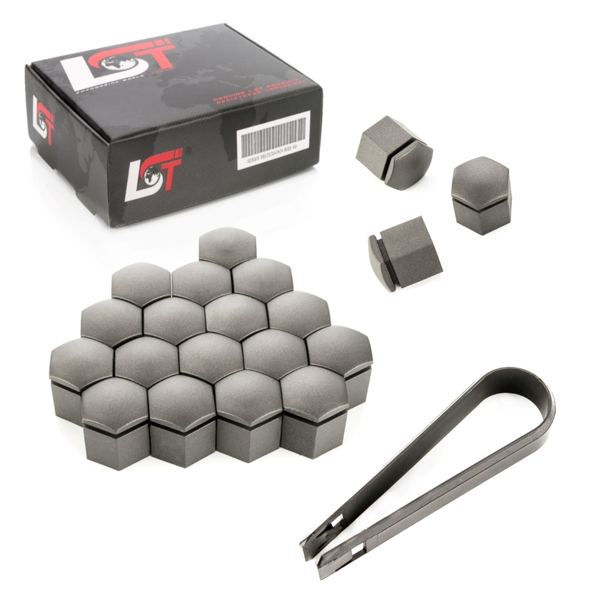 20X Wheel Nut Caps Set Gray 19 Mm For Skoda