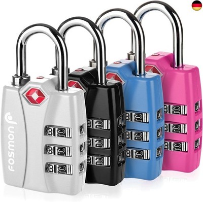 Fosmon - TSA Kofferschlösser ? 4er-Set 3-stellige Zahlenschlösser für Koffer, Ta