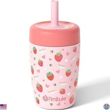 Fimibuke 12 OZ Insulated Spill-Proof Sippy Cup - BPA-Free Stainless Steel Straw