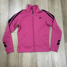 Nike Running Dri-FIT Jacket Womens S 4-6 Pink Navy Full Zip Mock Neck Athletic
