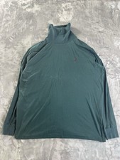 Vintage Polo Ralph Lauren XL Turtleneck Made in USA 90s Forest Green Red Pony