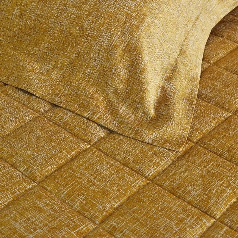 Lenzuola Matrimoniale Completo Letto 2 Piazze RASO di Cotone FAZZINI Giallo Seta, fotografia 3 di 10