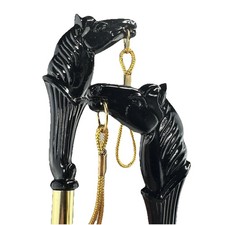 Horse Head Shoe Horn and Brush Black Handle Japan Equestrian Collectible Vintage