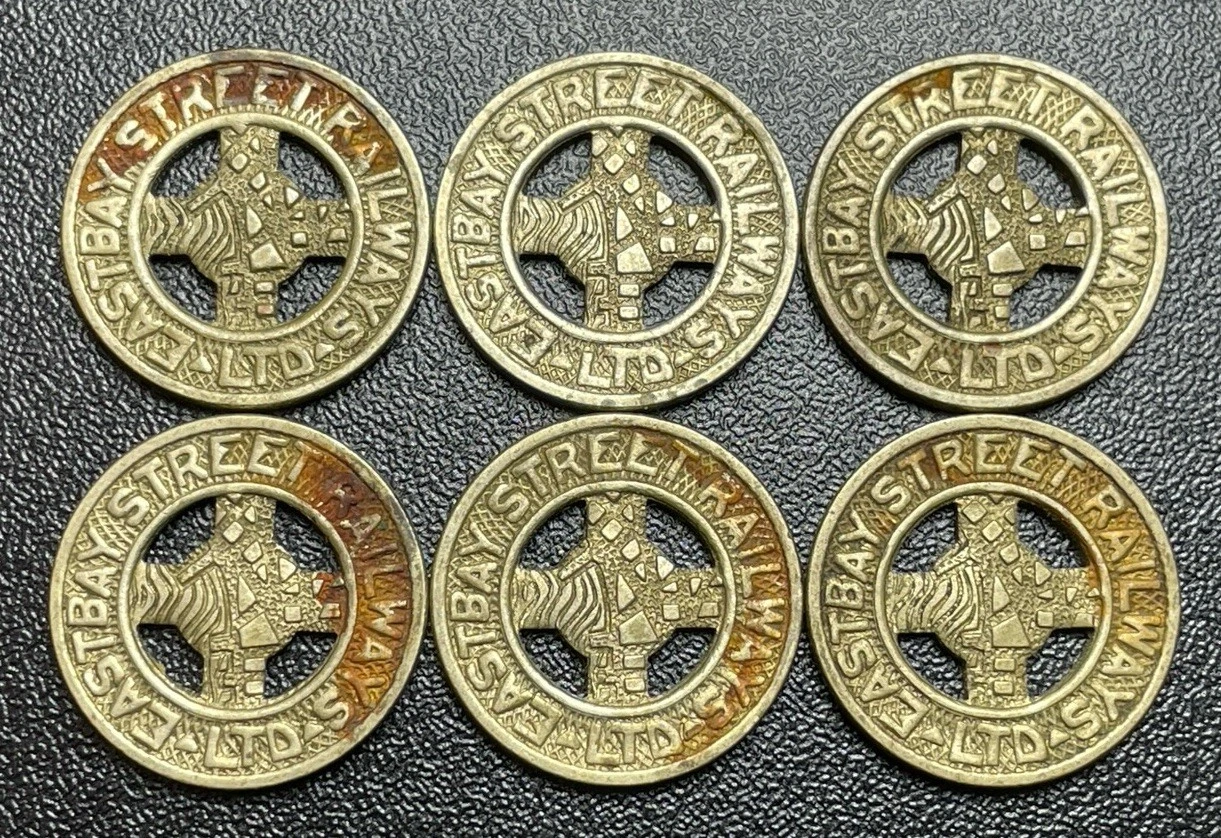 Lot of 6 Oakland, California - Eastbay Street Railways LTD Transit Token - product detail image 1