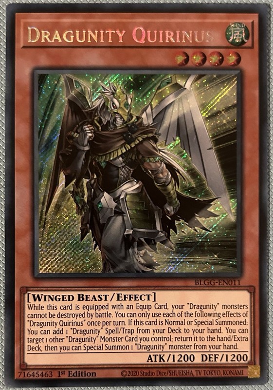 YuGiOh! Dragunity Quirinus BLGG-EN011 Secret Rare 1st Edition