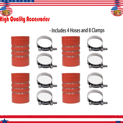 4× Silicone Charge Air Cooler Hump Hose Kit 4'' x 6'' 4 Inch With 8 Clamps USA