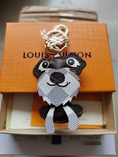 Cute Dog Pattern Leather Bag Charm Keychain Schnauzer Puppy Gold Pendant Ring
