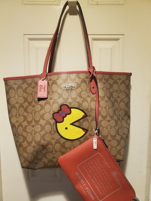 Coach X Ms. Pac-Man  Reversible Tote Bag With Clutch NEW WITH TAGS