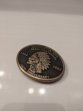 Vintage 1992 Western Wear Brass Indian Head Belt Buckle