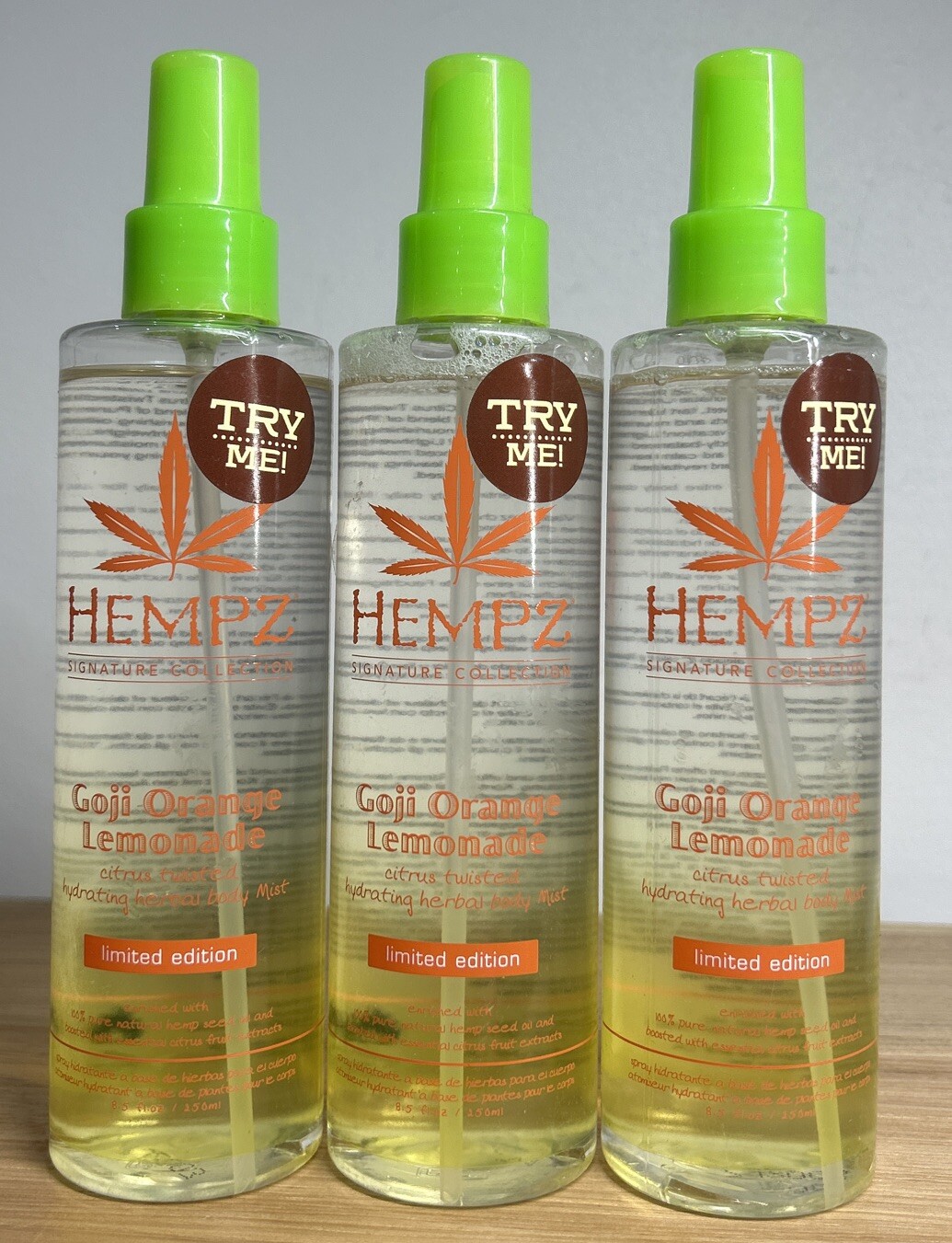 3x Hempz Goji Orange Lemonade Herbal Body Mist Limited Editi