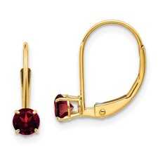 13mm 14K Yellow Gold Garnet Earrings - January XBE73