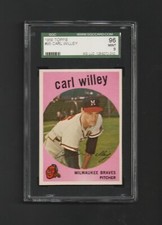 1959 Topps Carl Willey #95 ~ Braves ~ SGC 9 MINT ~ Gorgeous Card