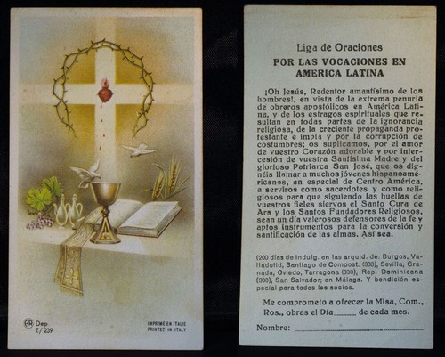 OLD RELIGIOUS VOCATIONS IN LATIN AMERICA HOLY CARD . SEE MY SHOP .  CC251 - Picture 1 of 1