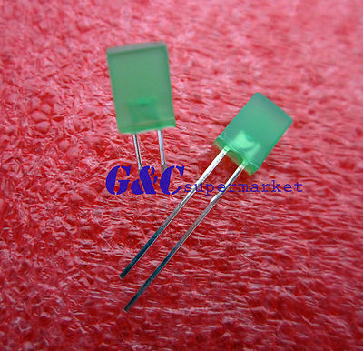 100pcs 2x5x7mm Square LED Diodes Diffused Green-Green Rectangle ...