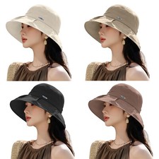 Damen Sonnenhut mit breiter Krempe UV-Schutz Fischerhut Strand faltbar Sommerhut