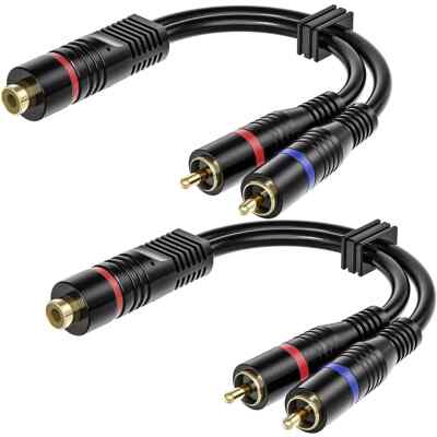 RCA Y Splitter, 2 Pack RCA Female to Dual RCA Male Cable Splitter Adapter, 8 Inc