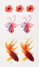 Flash Once Temporary Adhesive Tattoo Goldfish Flower Beach Gift Party Vacation