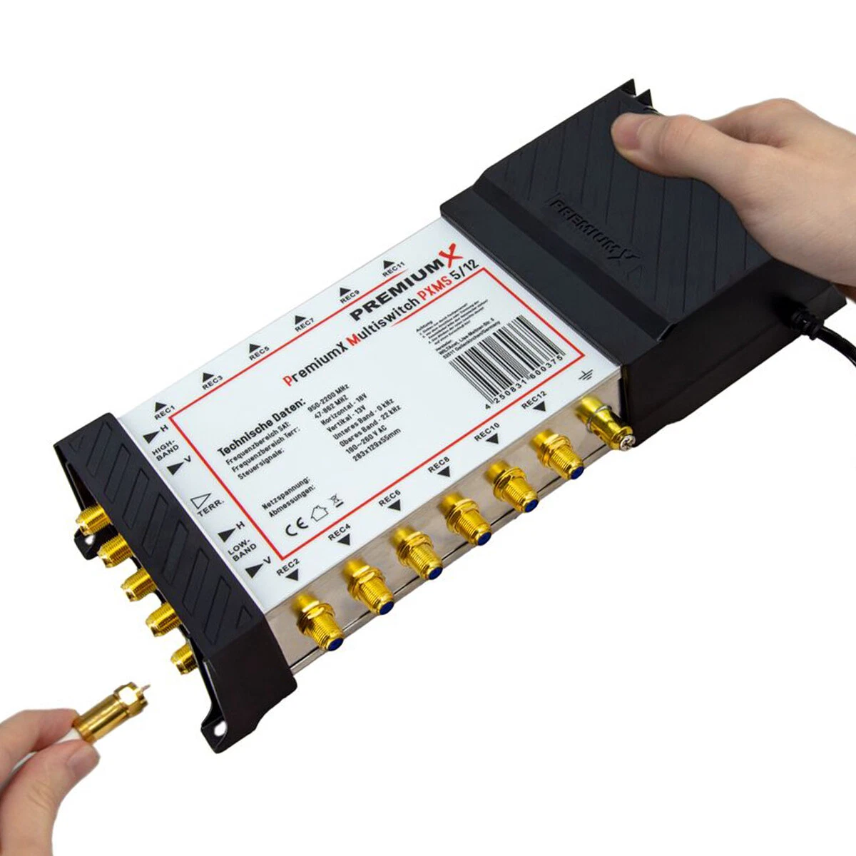 PremiumX Multiswitch 5/12 satélite multiconmutador satélite distribuidor Quattro LNB 4K