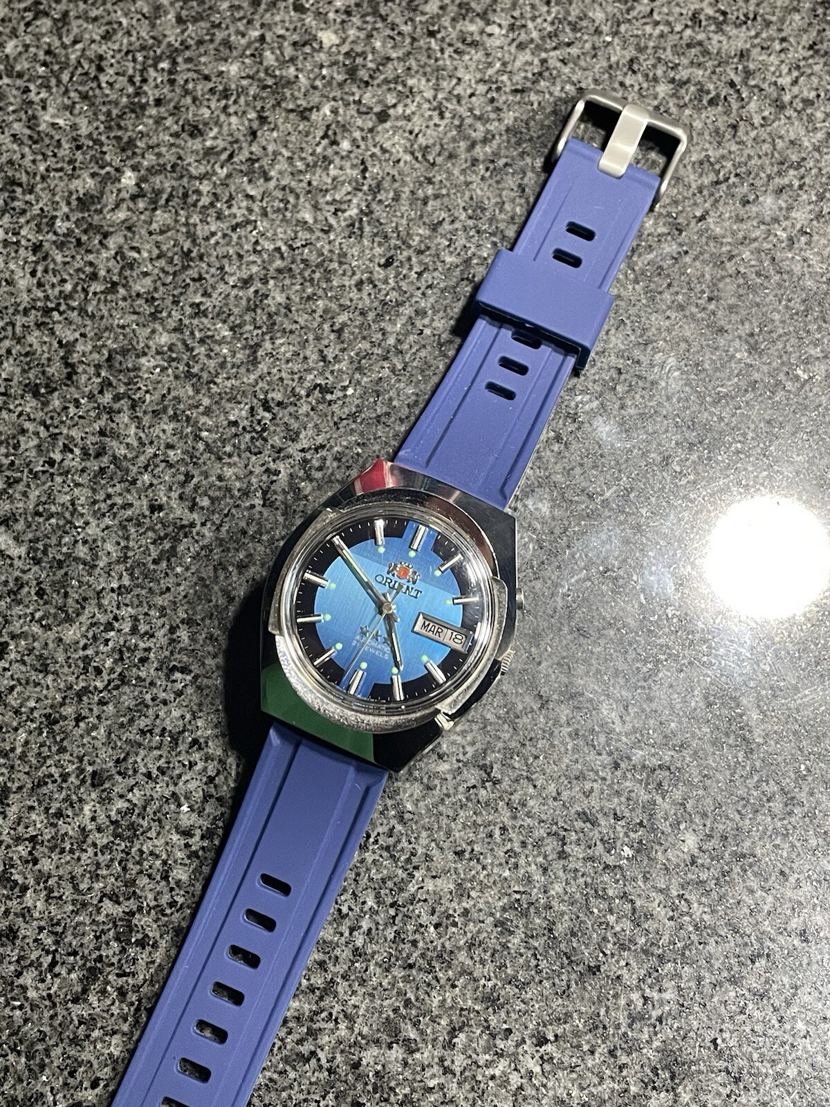 Orient Tristars model Automatic Blue Beautiful NO… - image 2