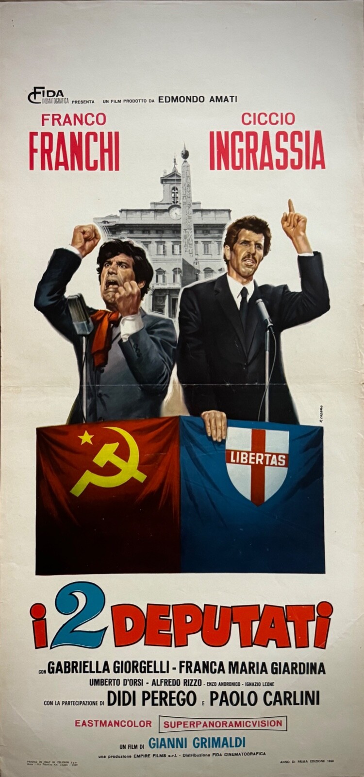 Locandina originale film I 2 deputati (1968) - Regia di Giovanni Grimaldi