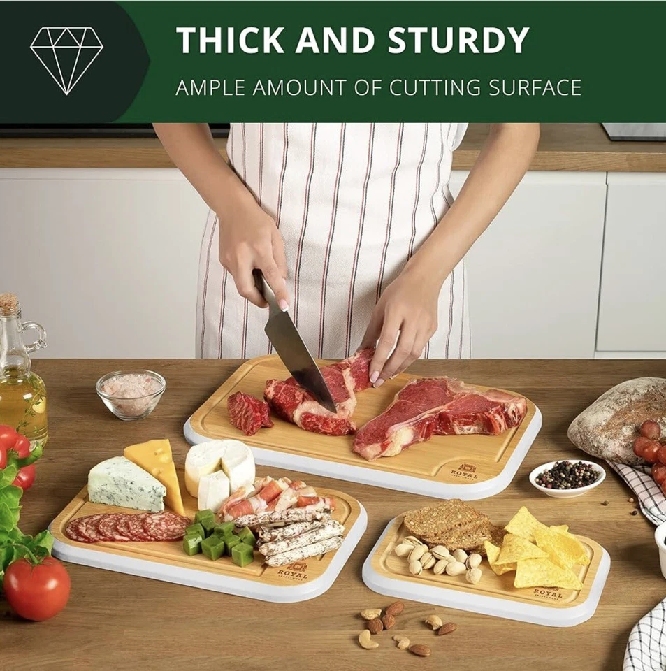 Tablas de cortar madera para cocina - Juego de tablas de cortar de bambú, tabla de cortar se... Foto 4 de 4