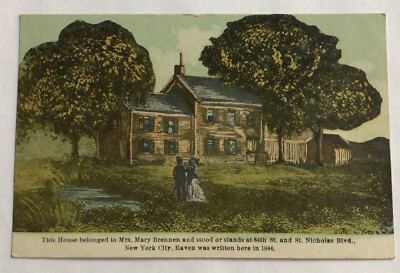 Postcard New York City Mrs Mary Brennen House Raven was written here in 1844