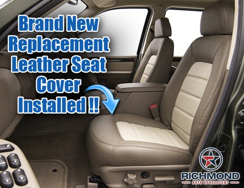 02-05 Ford Explorer Eddie Bauer PERFORADA - Cubierta de asiento inferior de cuero del conductor bronceada - Imagen 10 de 11