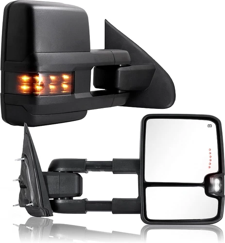Textured Tow Mirrors Switchback for 2014-2019 Silverado Sierra Smoked