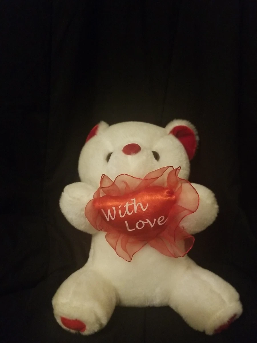 Joissu products White Teddy Bear Holding a Red Heart