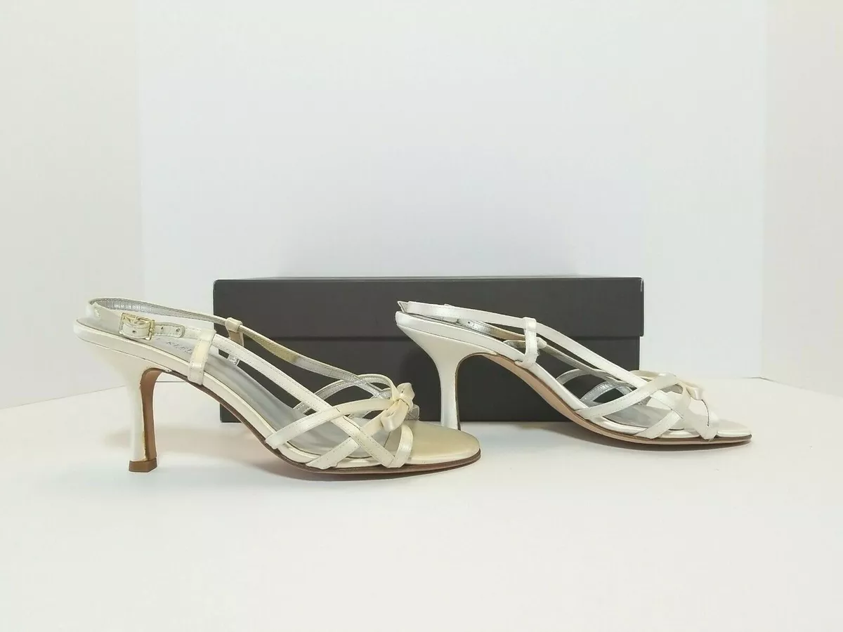 ANNE KLEIN Rebecka White Satin Strappy Sandals Shoes Sz 7M Open