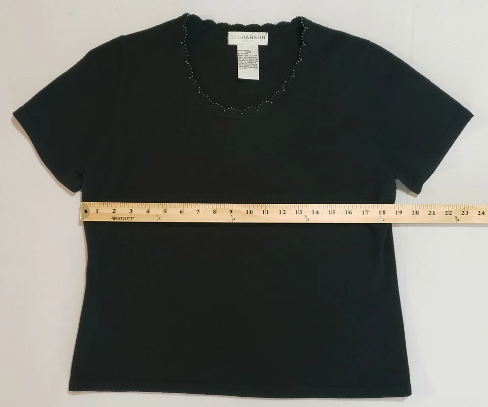 Sag Harbor Petite 大号女式衬衫 PL 码黑色短袖 — 第 4/4 张图片