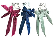 LOT OF 3 Scunci Scrunchies w/Bows 2PCS EA Hair Accessories Navy, Burgundy, Green