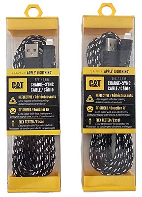 #ad Lot of 2 CAT CAT PC ACL 6 Foot Lightening to USB A Cables $27.95