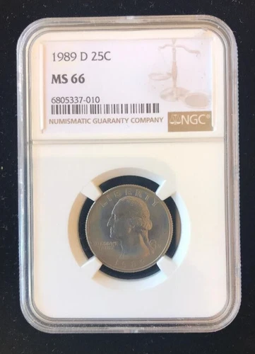 1989-D Washington Quarter ~ NGC MS-66  ~ Perimeter Toning ~ Clad ~ Scales Label
