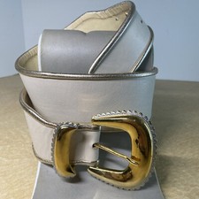 Vintage 90  s LASSO Soft Cream And Gold Leather Belt