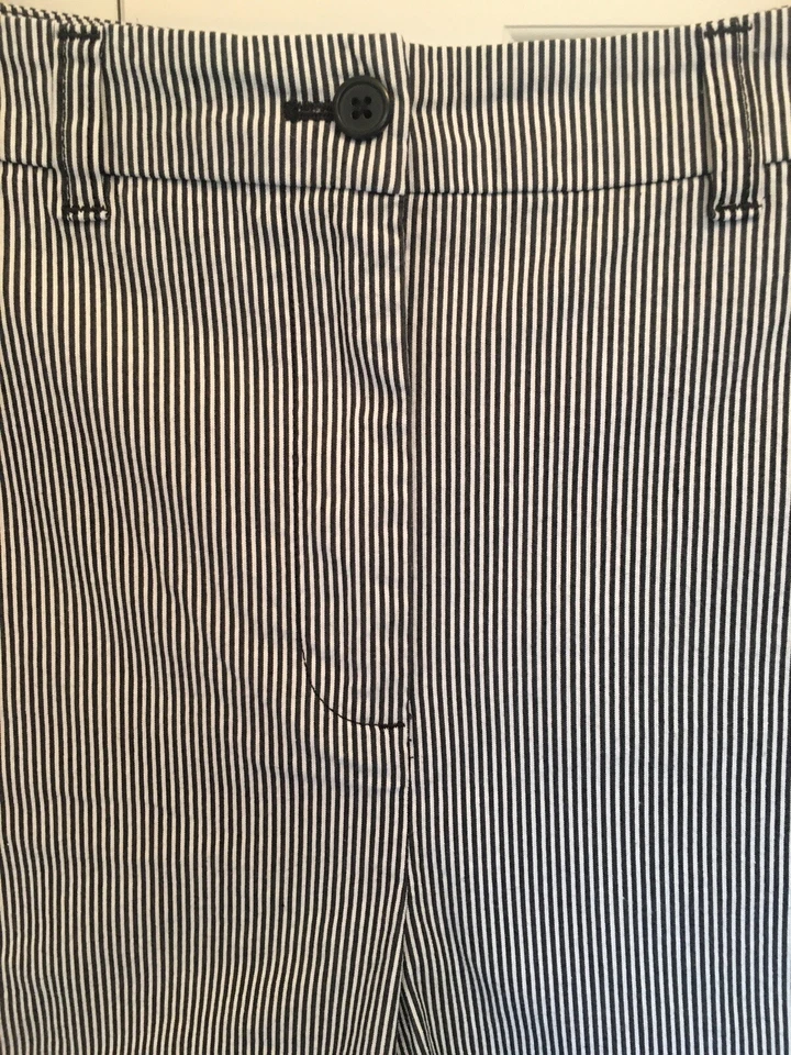 Anne Klein Sport Stretch Flat Front Bermuda Shorts Sz 12 Blue Pinstripe EUC! - Image 2 of 4