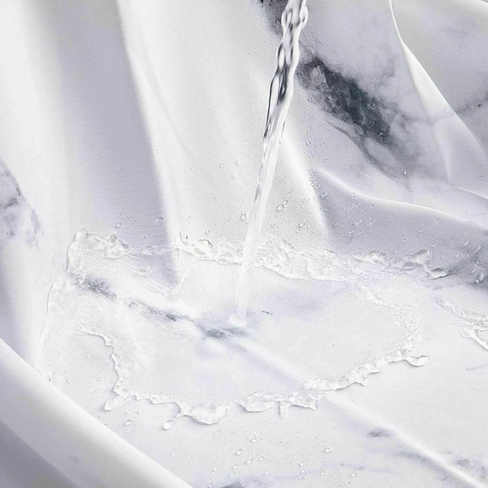 Cortina de Ducha Geométrica Blanco y Negro Impermeable-Decoración con Ganchos 72 In Foto 3 de 4