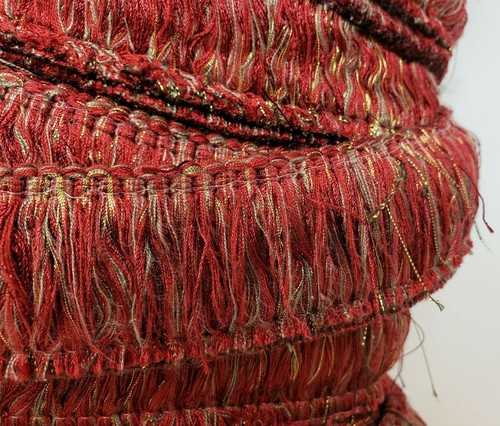5 YDS TOSKANA ITALIENISCH DICK DOPPELT 2" ROT GOLD BÜRSTE FRANSEN VORHANG POLSTERUNG - Bild 2 von 12